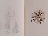 two drawings of a man and a woman with a bow and arrow