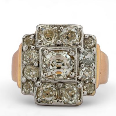 Bague en or jaune 18 carats et platine sertie de diamants ta…