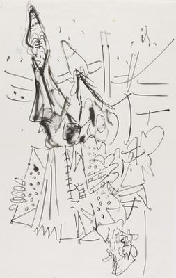 Eugène PAUL dit GEN PAUL - L’Accordéoniste Encre et Lavis d'Encre