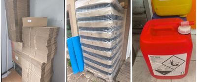 trois photos représentant différents types de poubelles sur une même image