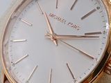 michael kors watch with pink leather strap and rose gold case