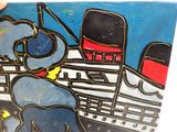 une photo d'un tableau représentant un homme et une femme sur un bateau