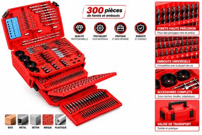 une boîte à outils rouge contenant divers outils