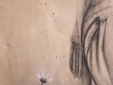 a drawing of a woman holding a flower in her hand