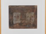 an image of a painting of two doors in a wooden frame