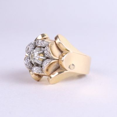 an image of a gold ring with diamonds on a white background
