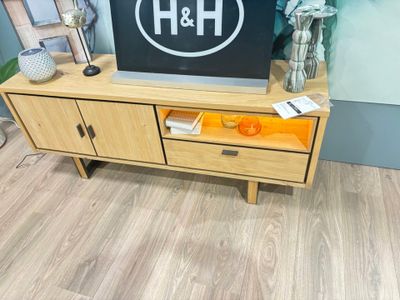 Meuble de télévision STIKA en placage de chêne et métal laqu… - Photo 1