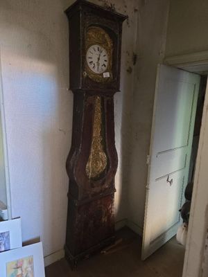 une horloge de parquet qui se trouve dans un coin de la pièce