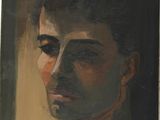 an oil painting of a man ' s face is shown in this image