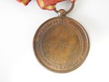 a medal with a ribbon around it on a white surface