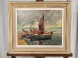 une image d'un tableau représentant un bateau dans l'eau