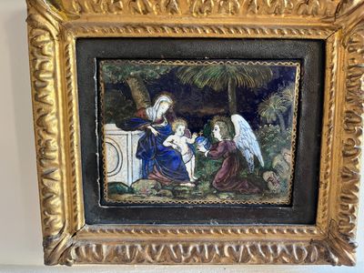 an image of a picture of a painting of an angel and three children