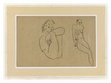 a drawing of two nudes on a beige background