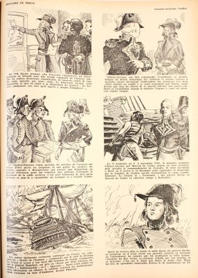 un vieux livre sur lequel figurent plein d'illustrations représentant des personnes