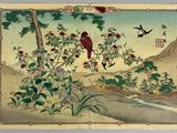 an image of a painting of birds and flowers on a wall