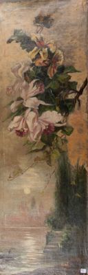 une peinture de fleurs dans un vase sur une table