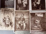 many pictures of people on the wall of this room