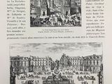 an old book with a drawing of a building and a picture of a building