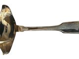 a silver spoon with a spoon handle on a white background