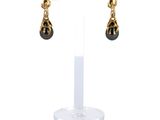 gros plan d'une paire de boucles d'oreilles sur un support
