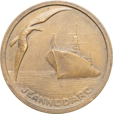 l'image d'une pièce de monnaie sur laquelle figurent un bateau et un oiseau