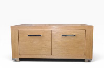 an image of a wooden cabinet with two drawers