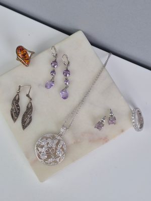 Lot de bijoux en argent 925 millièmes comprenant :