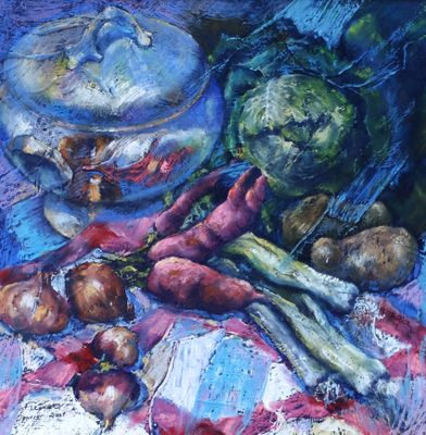 Robert RIVET (né en 1936), "La potée", gouache signée et dat…