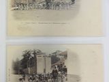 two old photos of a horse drawn carriage and a horse drawn carriage in front of a building