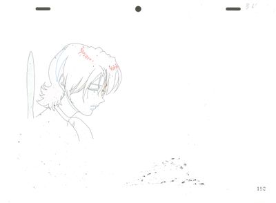 dessin représentant une fille tenant un couteau à la main sur une feuille de papier
