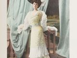 a picture of a woman in a dress and hat