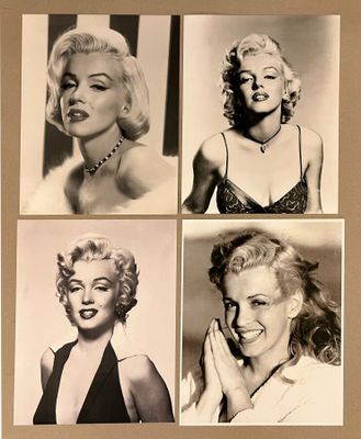 quatre photos en noir et blanc de Marilyn Monroe dans différentes poses
