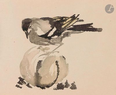 Jules Chadel (1870-1941) Mésange sur un coing.