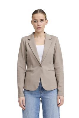 the woman is wearing a jacket and jeans and a white t - shirt