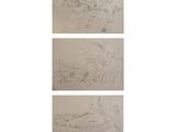 trois dessins représentant un paysage avec une rivière et une montagne au loin