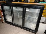two glass doors on the back of a refrigerator