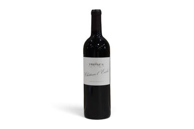 la bouteille de vin rouge est posée sur une surface blanche