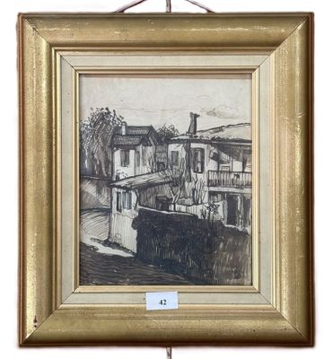 Claude VENARD (1913-1999) Rue de village, Encre et gouaches,…
