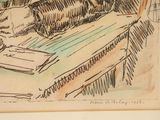 a drawing of a cat laying on a table