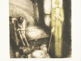 a drawing of a man and a woman in a room