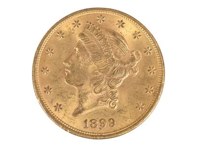 Pièce de 20 U.S dollars en or jaune, 1899. Petites usures. - Photo 1