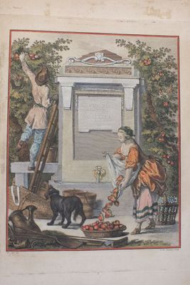une photo d'un tableau représentant un homme et un chien