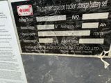 a sign on the side of a building stating that there is a battery