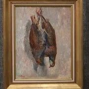 Eugène ALLUAUD (1866-1947) « Perdrix rouge et grise ». Huile sur ...