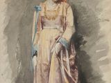 une image représentant un tableau où l'on voit une femme en robe et avec un chapeau