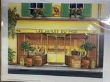 a picture of a painting of a store on the street
