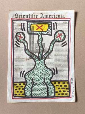 Keith HARING (1958-1990) Dessin de techniques mixtes sur une…