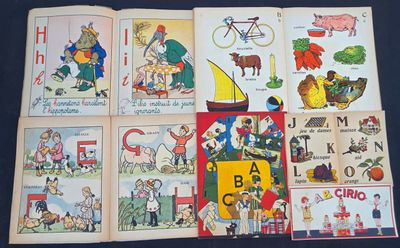 many children ' s books with pictures of animals and letters