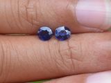 quelqu'un tient dans sa main une paire de saphirs bleus