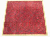 a red rug on a white background with a yellow border